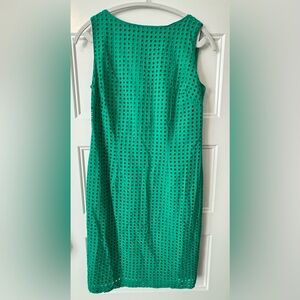 NWT Liz Claiborne Eyelet Green Sleeveless Shift Dress Size 4